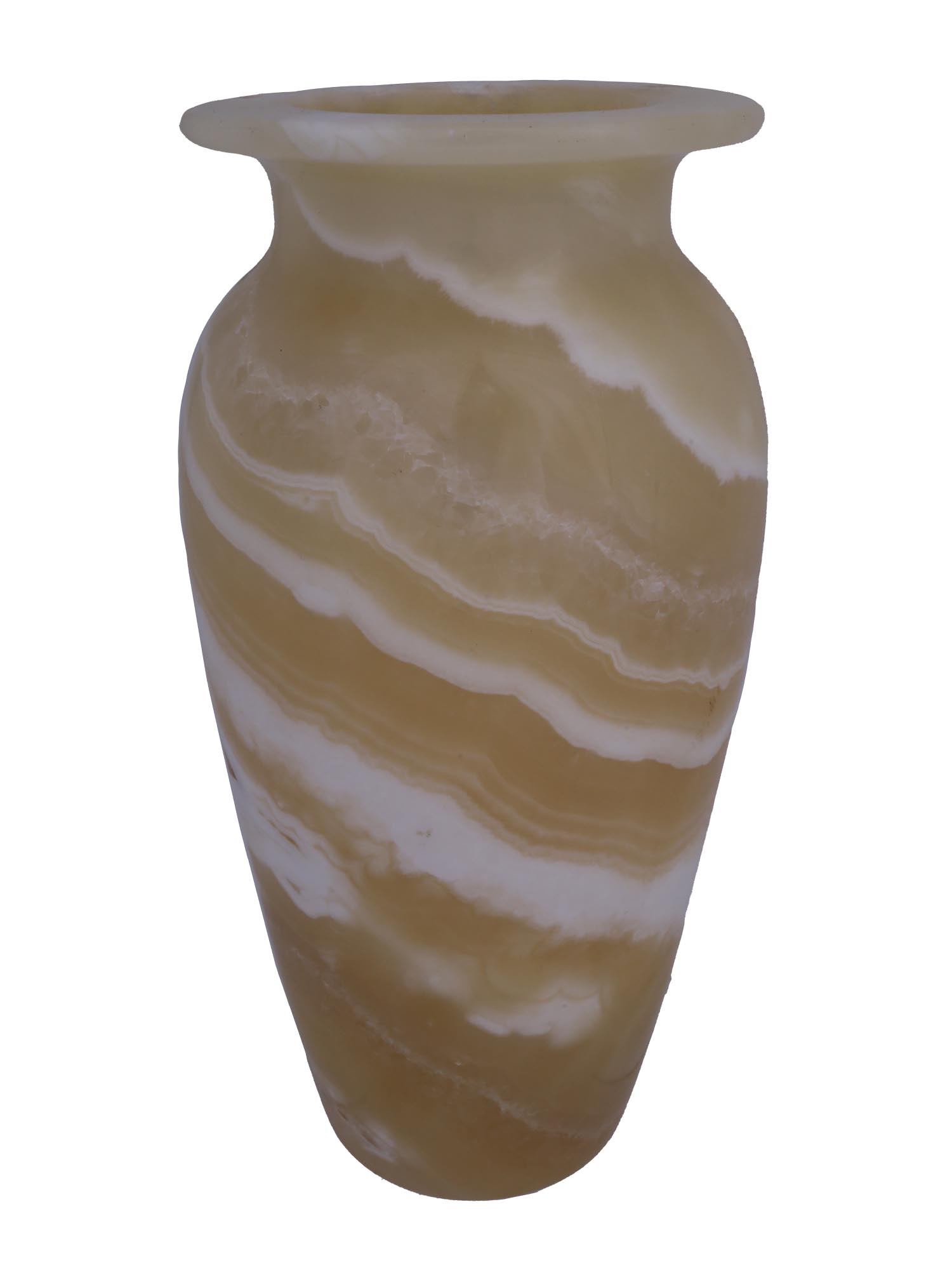 TALL CARVED EGYPTIAN WHITE ALABASTER MARBLE VASE PIC-0